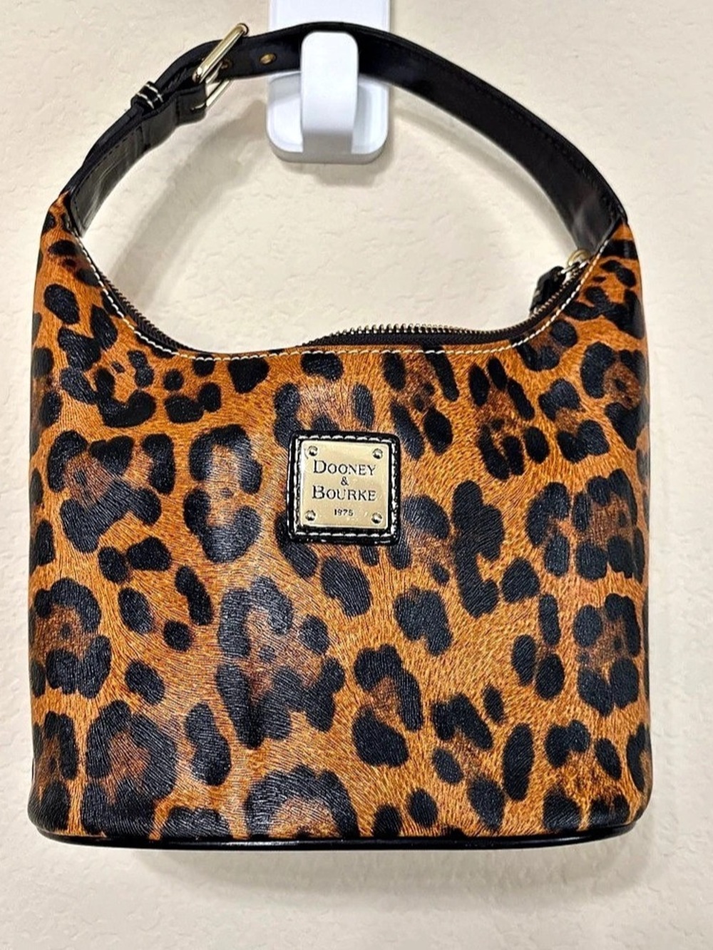 Dooney & Bourke Leopard Print Hobo Bag Brown & Black